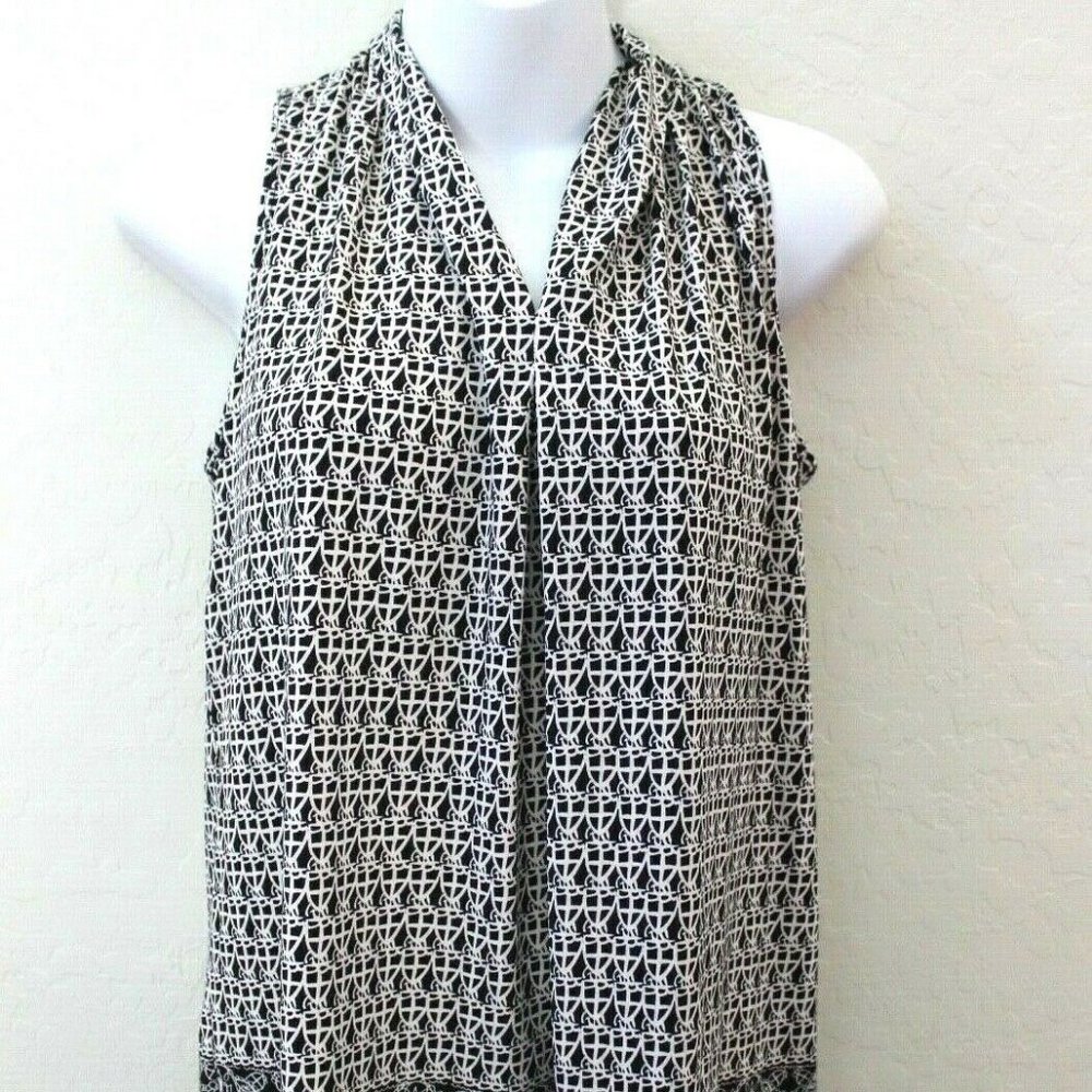 Max Studio Printed Drape Front High Neck Blouse Size XS